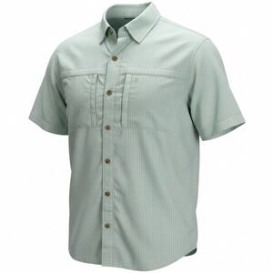 Duck Camp Mens Medium Short Sleeve Striped Button Up Shirt Outdoor Performance